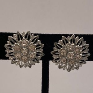 Vintage Rhinestone Clip Screw Earrings